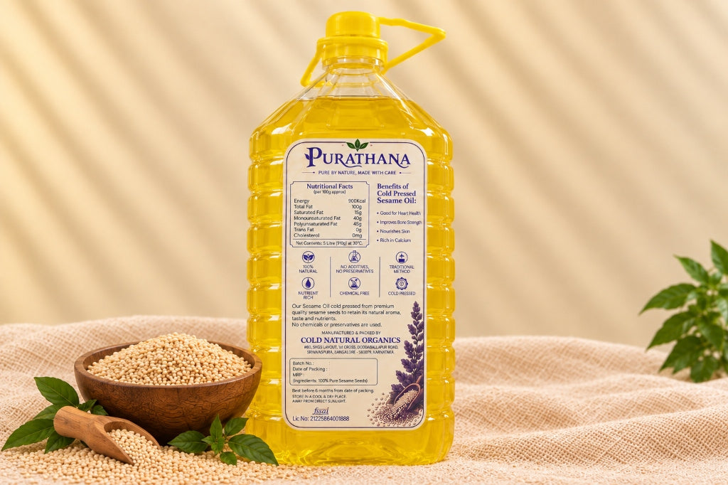 Purathana Cold Pressed Sesame Oil - 5L Canister Nutritional Facts Back