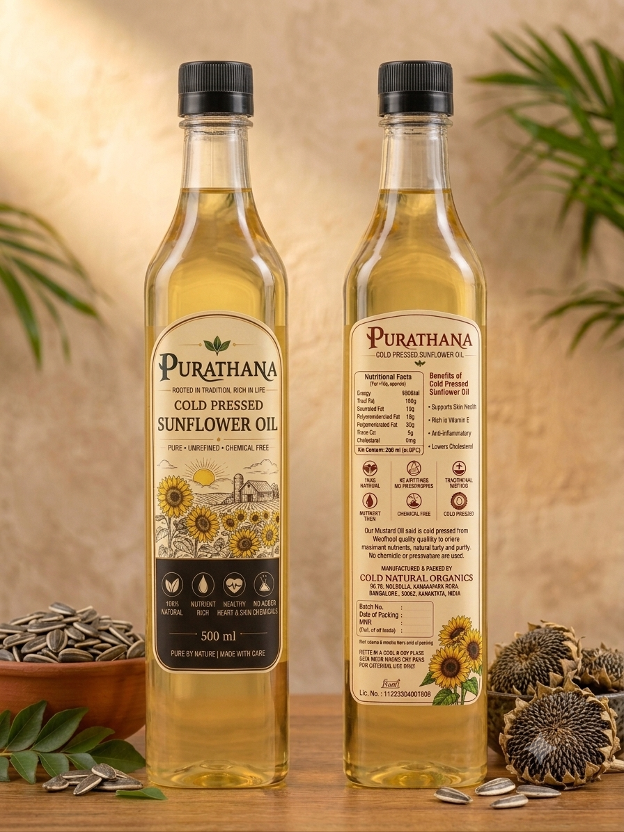 Cold Pressed Sunflower Oil Half Litre Bottle (500ml)