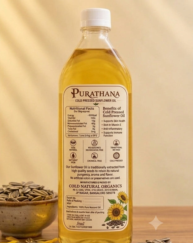 Cold Pressed Sunflower Oil Nutrition Facts & Label