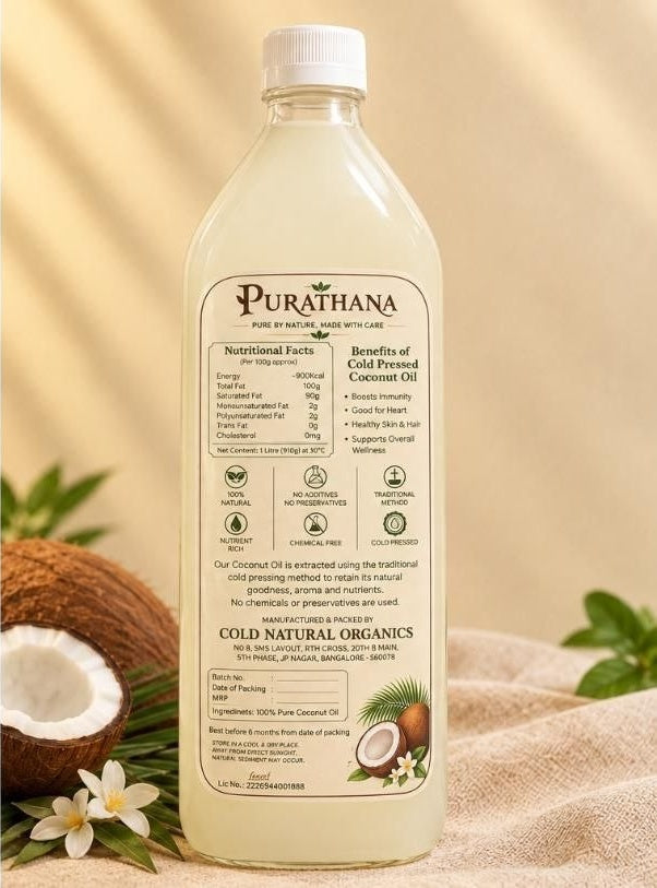 Cold Pressed Coconut Oil Nutritional Label