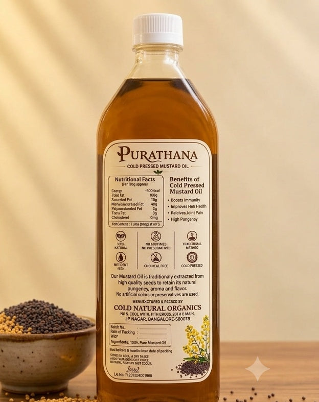 Cold Pressed Mustard Oil Nutritional Label
